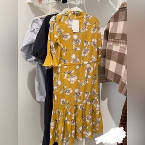 petite studio yellow flower pattern dress（Celina dress- mustard）